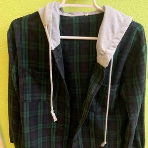 Green flannel hoodie